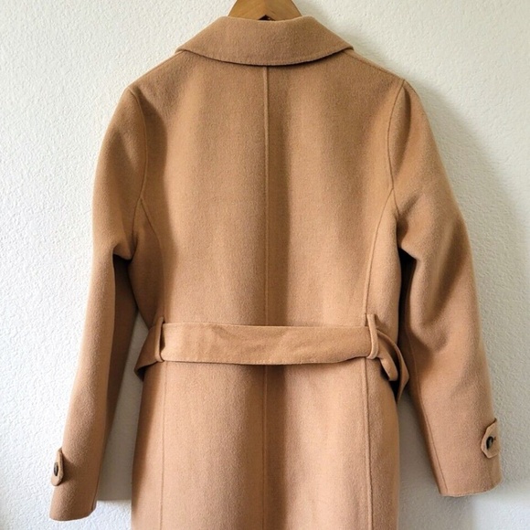 $475 Unworn Reiss Brooks Long Length Belted Wool Blend Overcoat in Camel - Picture 7 of 11